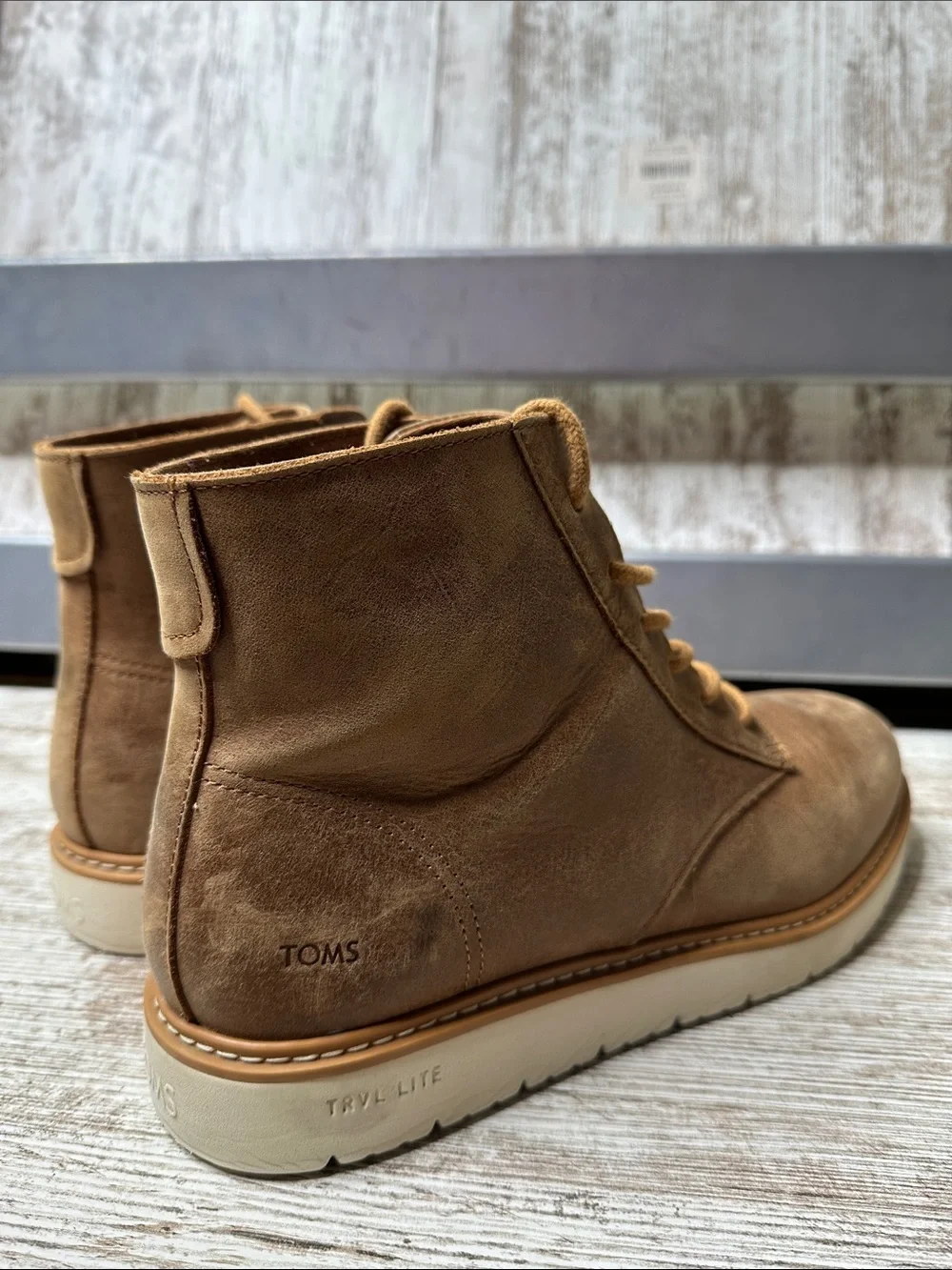 TOMS TRVL LITE Navi Ranger Tan Water Resistant Leather Boots Men 11